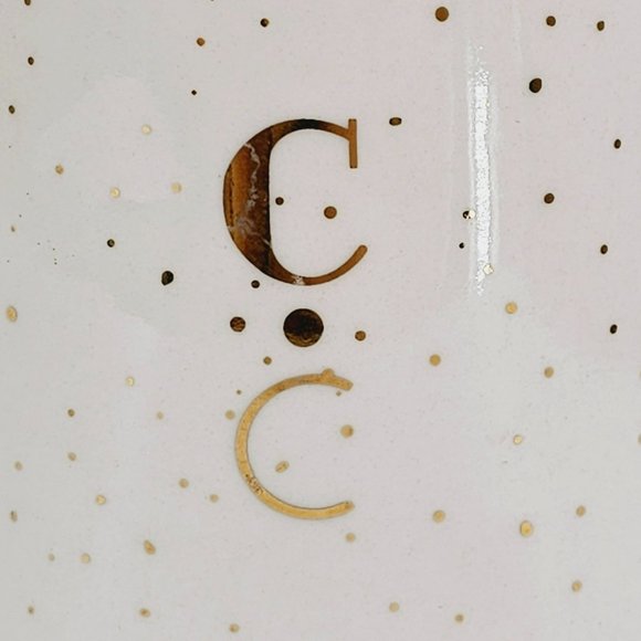 Anthropologie Mug Gold Glitter Gilded Shape Monogrammed C Coffee Tea Cocoa Cup - Picture 2 of 11